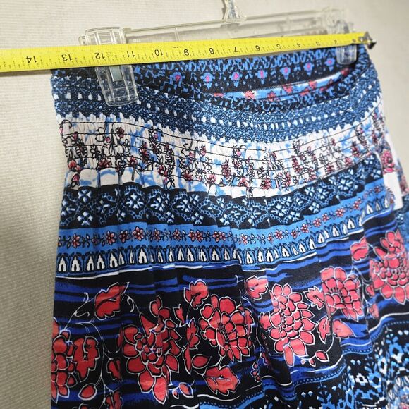 Joe B Soft Maxi Skirt Women's Size Large Double Slit White Blue Floral Cute Chic - Picture 5 of 8
